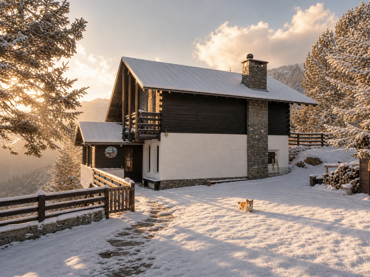 Chalet delle Stelle immerso nella neve in Valmalenco