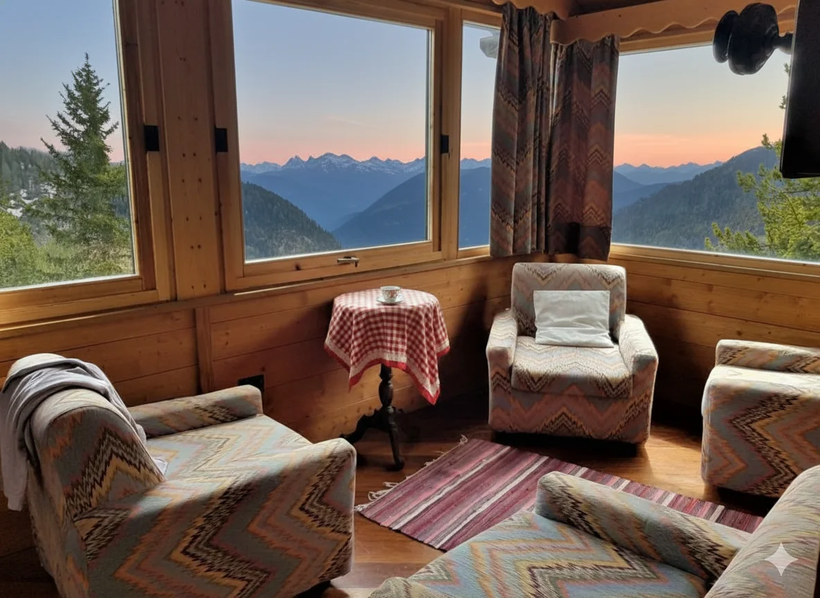 Salotto con vetrate panoramiche